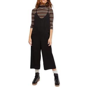 Free People Wide Leg Croppped Black Jumpsuit Size Small